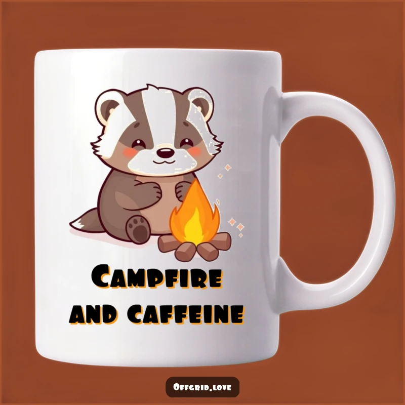 Funny Badger Campfire Mug: Cozy Animal Coffee Cup, Perfect Humorous Gift