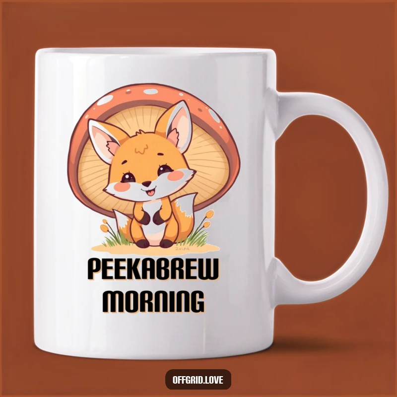 Funny Fox Mushroom Mug: Cheerful Peek, Perfect Woodland Whimsy Gift
