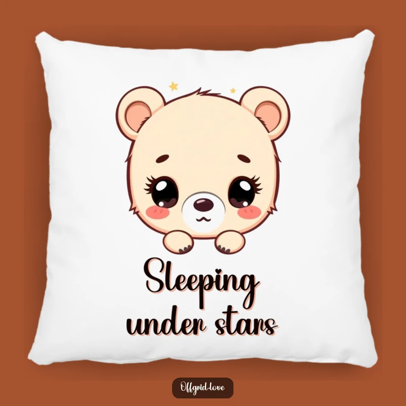 Cute Bear Cub Stargazing Pillow: Soft and Funny Cushion for Dreamy Nights