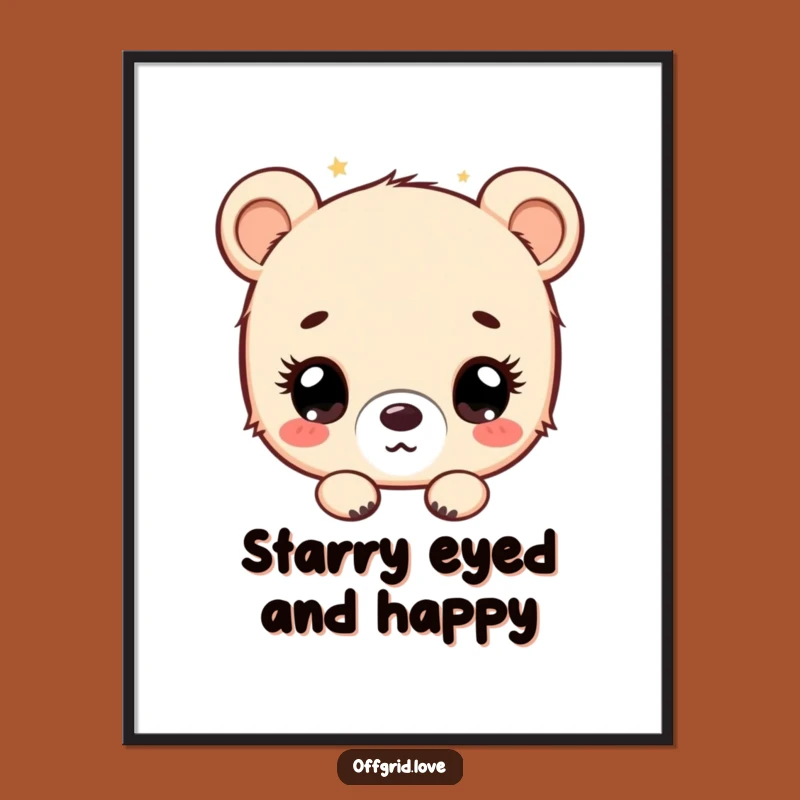 Funny Bear Cub Stargazing Digital Art: Hilarious Celestial Print for Download