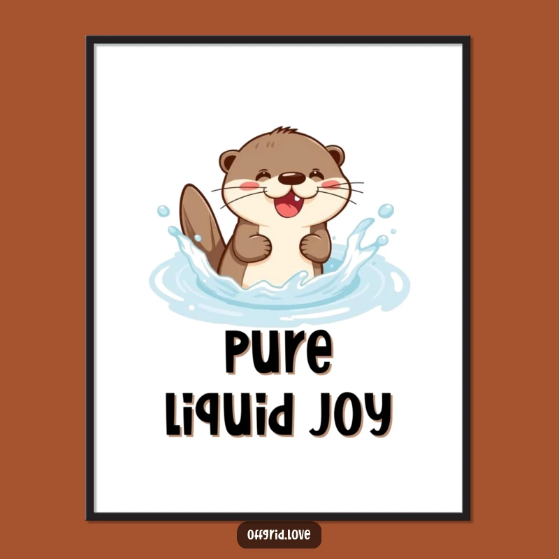 Funny Otter Splashing Digital Art: Joyful Animal Print, Perfect Humorous Gift Download