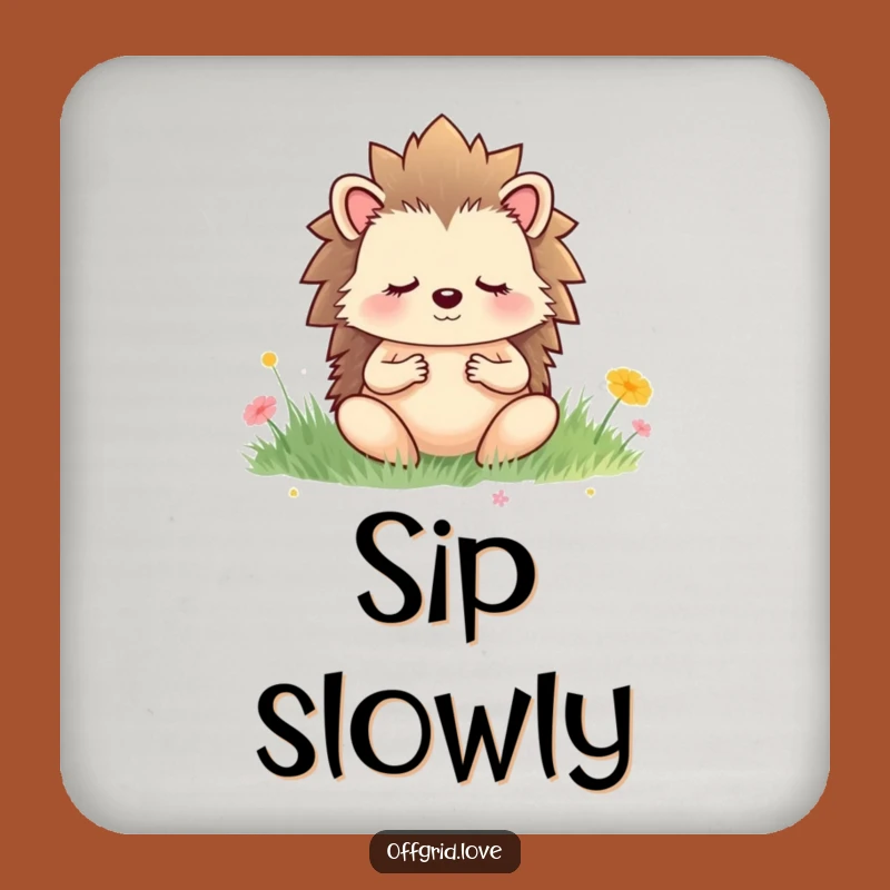 Funny Hedgehog Meditation Coaster: Zen Surface Protection, Perfect Humorous Gift