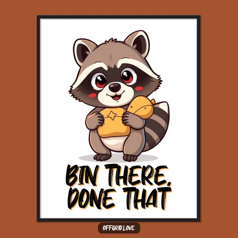 Funny Raccoon Poster: Celebrate Discovery, Striking Wall Art, Perfect Funny Gift