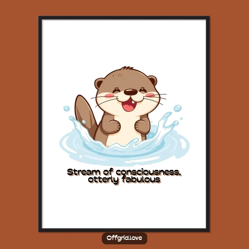 Free Printable Funny Otter Art: Playful Splashy Stream for Joyful Downloadable Decor