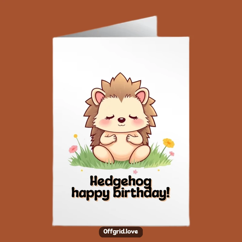 Free Printable Calm Hedgehog Birthday Card: Serene Wishes for a Downloadable Gift