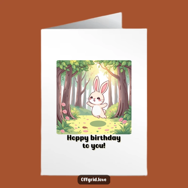 Free Printable Playful Rabbit Birthday Card - Funny Downloadable Greeting for Hoppy Celebrations
