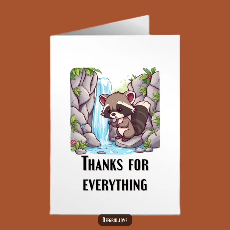 Free Printable Mischievous Raccoon Thank You Card: Discovery for Downloadable Gift