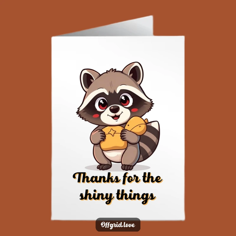 Free Printable Thank You Card: Raccoon's Treasure Find, Hilarious Downloadable Gift of Gratitude