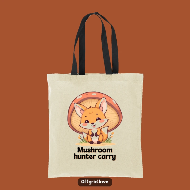 Funny Fox Mushroom Tote Bag: Cheerful Peek Accessory, Perfect Woodland Gift